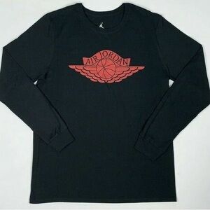Jordan Black Long Sleeve Tee with Red Logo